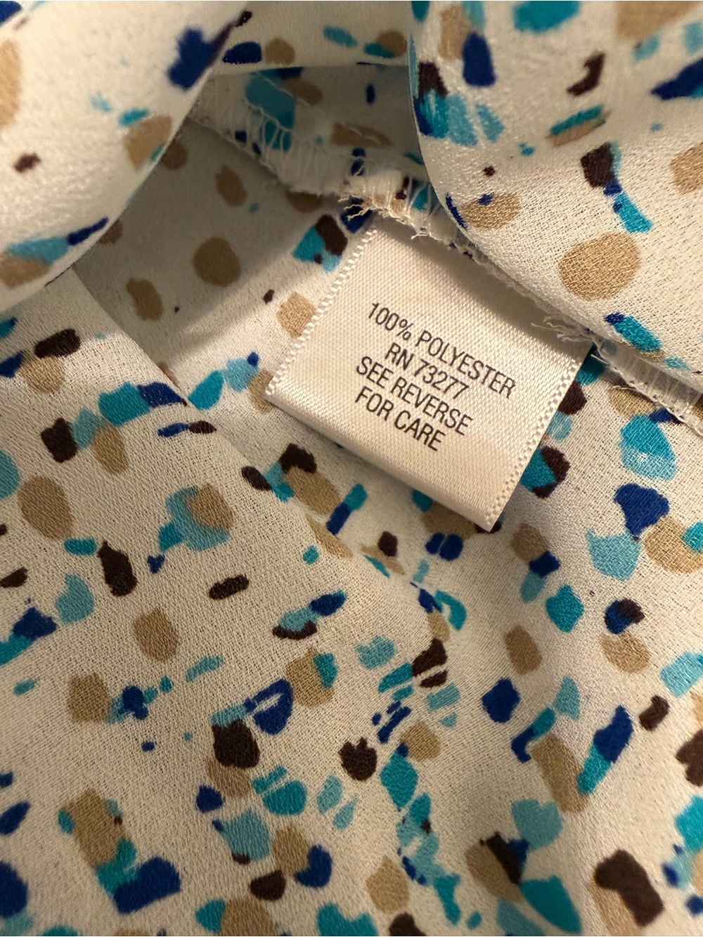 Apt 9. White Sleeveless Printed Tank Top with Blue & Teal Speckle petite small - Picture 5 of 5